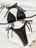 sexy giltter gradient purple string micro halter bikinis sets two pieces 2024 women thong tie swimsuit bathing suit swimwear
