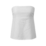 Women's Summer Strapless Vest Stylish Striped Sleeveless Open Back Tube Tops for Party Date Night Wear