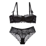 MOYISU French Romance Breathable and Comfortable Breathable Sexy Lace Not Empty Cup Bra Set Pure Desire Girl Super Beautiful