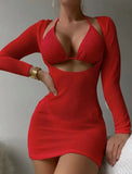 2026 Beach Skirt Swimsuit Women White Three-Piece Bikini Sexy Mesh Long Sleeve Hollow Out Bathing Suit Swimwear Summer Beachwear