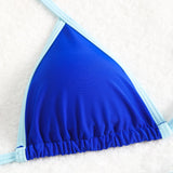 Sexy Micro Bikini 2025 Women Pink Blue Contrast Push Up Tie Side Thong Swimsuit Brazilian Beach Bandage Bathing Suit Swimwear