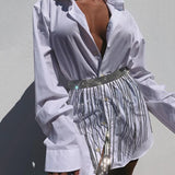 Fringe Bright Rhinestone Chain Skirt Women's High Waist Tassel Waist Chain Belt Stage Performance Carnival Party Night Clubwear