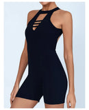 Sexy Fitness Yoga Jumpsuit Women Hollow V Neck Tight Backless Sports One Piece Suits Quick Drying Sleeveless Scrunch Romper