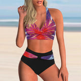 Vintage Hot Pink Gradient Tankini Set 2026 Women Bikini Cross Push Up High Waist Swimsuit Beach Bathing Suit Two Piece Swimwear