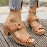 Hook Loop Thick High Heel Sandals Women Hollow Out Summer Beach Sandles Woman Plus Size Anti-Slip Platform Sandalias De Mujer