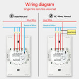 TNCE Tuya US Switch WIFI or Zigbee need/No Neutral Wire Require 1/2/3/4 Gang Smart Touch controller Voice With Alexa Google Home