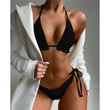 Ruffled Frilled Brazilian Bikini Women Swimwear Two-Pieces Bikini Set Female Swimsuit Halter Bather Bathing Suit Swim Lady V2817