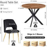 3-Piece Dining Table Set for 2 - Space Saving 37-Inch Round Table and Chairs,