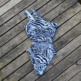 2023 Women One Piece Swimsuit Zebra One Shoulder Female Swimwear Sexy Monokini Hollow Out Beachwear Push Up Bodysuit