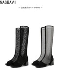 2026 New Spring Summer Sandals Boots Female Sexy Knee Cool Boots Women Gladiator Mesh Round Toe Zipper Shoes Rome Big Size 43