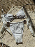 Metal Shell Halter Strappy High Cut Bikini Female Swimsuit Women Swimwear Two-pieces Bikini Set Bather Bathing Suit Swim Lady