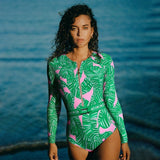 2024 One Piece Surfing Swimsuit Rashguards Women Sexy Swimming Suit Sport Floral Long Sleeves Swimwear Monokini Bathing Suit