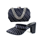2024 Newest Hot Selling Gold Color Platform Design Peep Toe Ladies Shoes Matching Bag Set For Mature Women Party Pump  TR1-2
