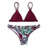 Leaves Print Bikinis Set For Women Swimwear 2024 Padded Push-Up Beachwear Bather Bathing Set Beachwear Summer Bikini Set Femme