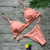 New Sexy Padded Brazilian Bikini Women Swimwear Female Swimsuit Two-Pieces Bikini Set Solid Bather Bathing Suit Swim Lady V64A