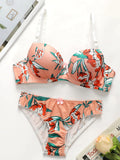 party print 2-piece braissere fashionable Island vacation pull up women's Lingerie bra with steel support sexy underwear A2138