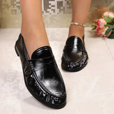 Plus Size 42 Slip On Pu Leather Shoes Women Lightweight Comfortable Office Women' Flats Shallow Mouth Soft Sole Casual Shoes