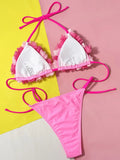 Sexy Halter 3D Flowers Bikini Women Swimwear Female Swimsuit Two-pieces Bikini Set High Cut Bathing Suit Swim Lady Beach Wear