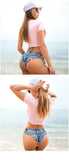 DEKA Sexy Holiday Beach Swimsuit Shorts Denim Thongs Beach Summer Holiday Wear For Ladies Bikini Pants Mid Waist Female Clothes