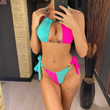 8 Colors Diamond Rhinestones Splicing Bikini Women Swimwear Female Swimsuit Two-Pieces Bikini Set Bather Bathing Suit Swim V5132