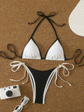 Halter Triangle String Thong Bikinis 2026 Women Sexy Swimsuit Solid Brazilian Swimwear Female Bathers Bathing Swimming Swim Suit