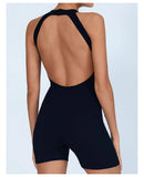 Sexy Fitness Yoga Jumpsuit Women Hollow V Neck Tight Backless Sports One Piece Suits Quick Drying Sleeveless Scrunch Romper