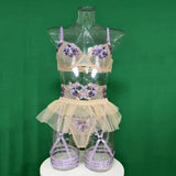 Toucheart Erotic Lingerie New Sexy Purple Embroidery Heavy Industry Pure Bodyshaping Luxurious Seductive Intimate Sexy Underwear