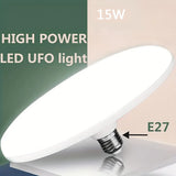 LED Bulb 220V E27 Base Household Energy Saving Lamp 15W Indoor Lighting Flying Saucer Light 6500k Ceiling Lamp Garage UFO Lamp