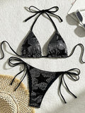 Sparkling Star Sequins Halter Bikini Women Swimsuit Female Swimwear Two Pieces Bikini Set Brazilian Bathing Suit Swim Beachwear