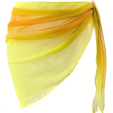 Summer Beach Bikini Wrap Sheer Short Skirt for Women Gradient Color Sarong Swimsuit Coverups Girls Skirt Scarf Swimwear Cover-Up