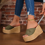 Summer 9Cm Chunky Heeled Slippers Women Plus Size 43 Peep Toe Platform Wedges Sandals Woman Casual High Heel Sandles Female