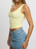 Phantasy Y2K Women's Tank Top Fashion Tees Basic Strapless U Neck Camisole Sexy Button Up Tanks 2026 New Summer Women Clothing