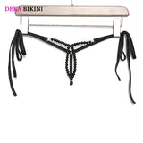 DEKA Women's Panties Swimming Open Crotchless Pearl Mini Micro Bikini Thongs G-Strings Swimsuit Briefs Exotic Lingerie Underwar