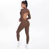 Women's Seamless Yoga Jumpsuits Sports Fitness Zipper Open Beauty Back Hip-lifting One-Piece Running Training Workout Bodysuits