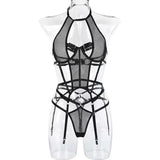 Open Lingerie Set Transparent Lace Up Bandage Exotic Sets Mesh Femme Lingerie Lace Bra Set Women Sexy Lingerie Set