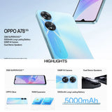 OPPO A78 5G/dual sim original smart phone 6.56-inch LCD water drop screen rear camera pixel 50MP+2MP memory and storage: 8GB+256