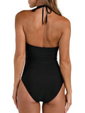 2026 Halter Swimsuit One Piece Solid Hollow Swimwear Women Sexy Bathers Bathing Swimming Swim Suit Female Beachwear