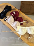 TikTok Viral MOYISU Summer Satin Bralette Strapless Push Up Bra&Set French Retro Anti Sag Lingerie Set Small Breast Support Gift