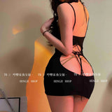 Slip Sweet Mini Dress Tank V Neck Babes Backless Bare Ass Cosplay House Fairy Sweet Korean Women Tops 2022 Summer P7M8