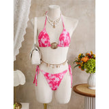 3PCS New With Skirt Tie Dye Halter Bikini Women Swimwear Female Swimsuit Bather Bathing Suit Swim Three-pieces Bikini set K8069