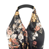 Sexy Backless Halter Neck Camisole For Women French Charm Style Niche Deep V-neck Top With Ruffled Chest And Printed Design 4OIR