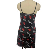 Lace Edge V-Neck Sling Side Split Sleepwear Women's Printed Love Letter Black Home Sling Dress Pajamas