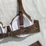 With Sarong Underwired Bikini Female Swimsuit Women Swimwear Three-pieces Bikini set Brazilian Bather Bathing Suit Swim V7936