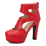 NASBAVI Summer Fashion Women Sandals Round Toe Chunky Heels 12cm Platform 3.5cm Zipper Crystal Plus Size 48 49 50 Party Shoes