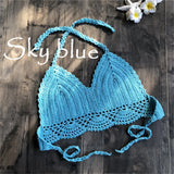 S - XL 9 Colors Crochet Knitted Bikini Top Female Swimsuit Women Swimwear Bather Bathing Suit Swim Hollow Out Beach Top V4194