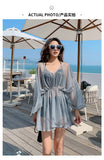 New women's swimsuit split bikini three-piece boxer long-sleeved spa swimsuit