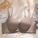 MOYISU Seamless Front Closure Push Up Bra for Small Chest Anti-Sag Wireless Bralette | Breathable Medium Coverage Tuck Side Fat