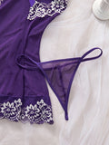 Purple Sexy Lingerie Women Lace See Through Babydoll Dress Slim Soft V Neck Full Slip Sleepwear Erotic Underwear Festival Gift