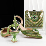 Doershow new come Matching Women Shoe and Bag Set Decorated gold Nigerian Shoes and Bag Set Italy Shoes and Bag set !HFG1-1