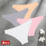 Cotton Seamless Panties 4PCS Women's Low Rise Briefs